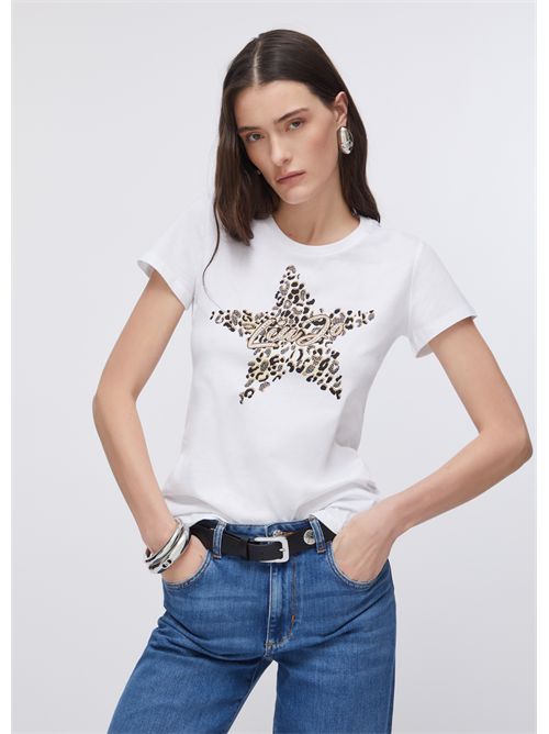 T-shirt con stampa e strass LIU JO | WA6493JS923/P9656